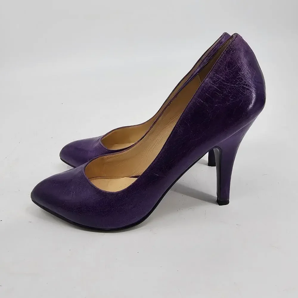 Noe Purple Distressed Leather Pumps Court Shoes 3 3/4